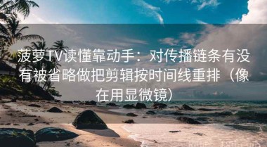 菠萝TV读懂靠动手：对传播链条有没有被省略做把剪辑按时间线重排（像在用显微镜）