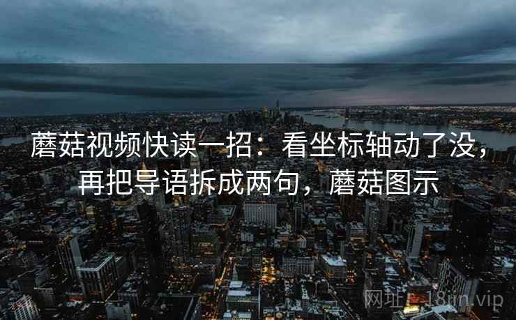 蘑菇视频快读一招：看坐标轴动了没，再把导语拆成两句，蘑菇图示
